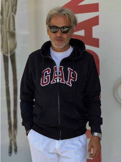 8871- Gap Lacivert Tam Fermuarlı Kapşonlu Aplike Logo Sweath