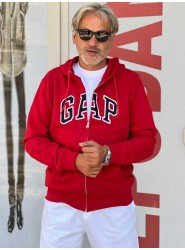 8872- Gap Kırmızı Tam Fermuarlı Kapşonlu Aplike Logo Sweath 