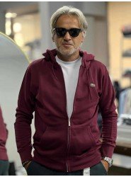8874- LCST Bordo Tam Fermuarlı Kapşonlu Nakış Logolu Sweath