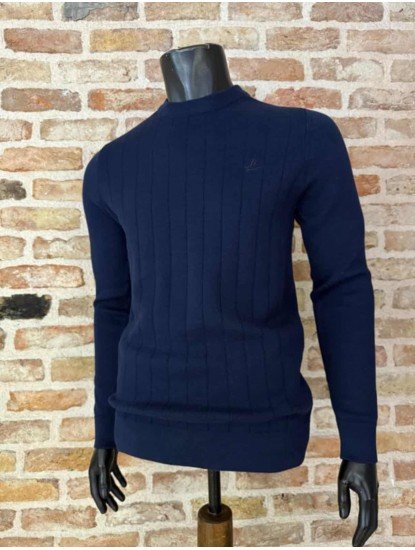 8891- BYMN Lacivert Bisiklet Yaka Slim Fit  Triko