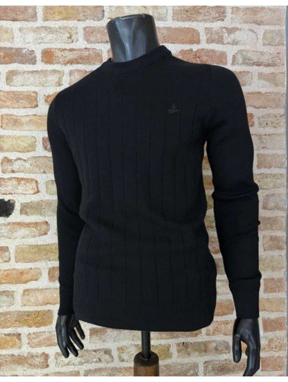 8892- BYMN Siyah Bisiklet Yaka Slim Fit  Triko