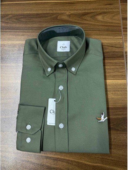 8898-BYMN Comfort Fit Yeşil Pamuk Gömlek