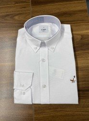 8904-BYMN Comfort Fit Beyaz Tok Kumaş Gömlek