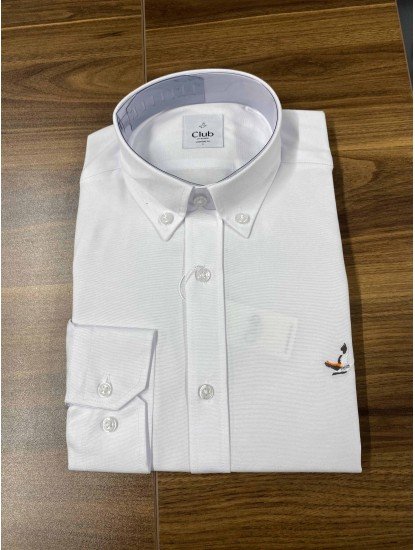 8904-BYMN Comfort Fit Beyaz Tok Kumaş Gömlek
