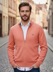 8911-LCST Yavru Ağzı Tam Fermuarlı Slim Fit Triko Hırka