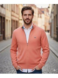8911-LCST Yavru Ağzı Tam Fermuarlı Slim Fit Triko Hırka