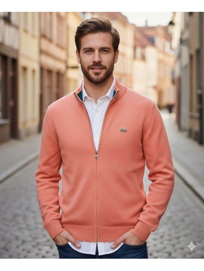8911-LCST Yavru Ağzı Tam Fermuarlı Slim Fit Triko Hırka