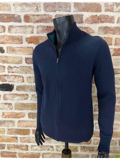 8912-LCST Lacivert Tam Fermuarlı Slim Fit Triko Hırka