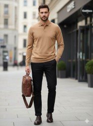 8916-BYMN Gamel Polo Yaka Tona Ton Slim Fit Triko