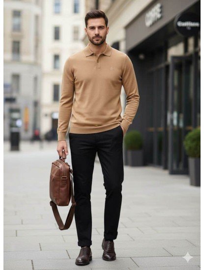 8916-BYMN Gamel Polo Yaka Tona Ton Slim Fit Triko
