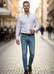 8927-Brooks Brothers Beyaz Pamuklu Regular Fit Gömlek