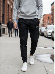 8935-Armani Siyah Sol Önde Baskı Logo Eşofman