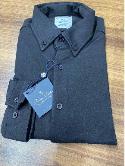 8951-Brooks Brothers Siyah Regular Fit Penye Gömlek