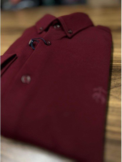 8953-Brooks Brothers Bordo Regular Fit Penye Gömlek