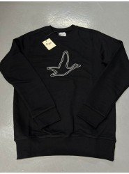 8968-Bymn Siyah Önü Kuş Nakışlı Bisiklet Yaka Sweath