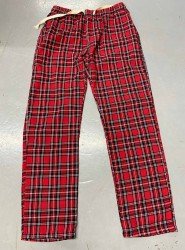 8969-GAP Kırmızı Kareli Pamuklu Arka Cep  Detaylı Pijama Altı