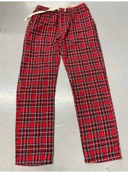 8969-GAP Kırmızı Kareli Pamuklu Arka Cep  Detaylı Pijama Altı