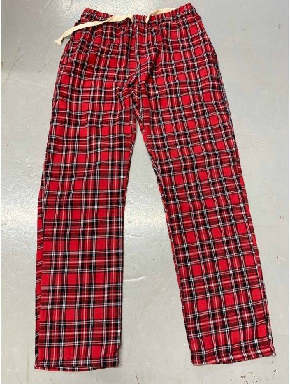 8969-GAP Kırmızı Kareli Pamuklu Arka Cep  Detaylı Pijama Altı