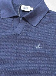 8982-Bymn Lacivert Dokulu Polo Yaka Triko Kazak