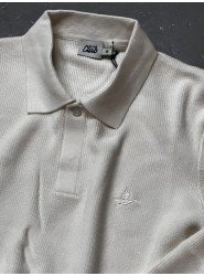 8984-Bymn Ekru Gizli Düğmeli Polo Yaka Triko Kazak