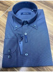 8994-Briva Antrasit Minik Kareli Pamuklu Gömlek