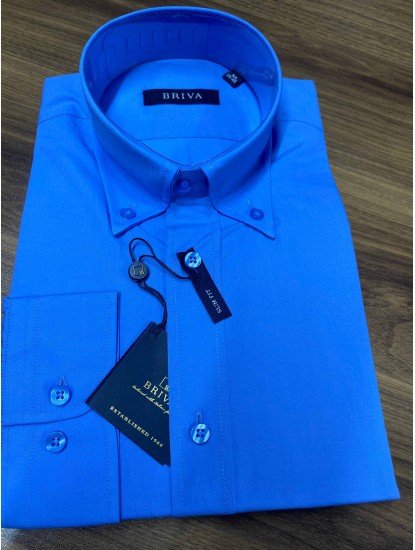 8995-Briva Mavi Pamuklu Gömlek