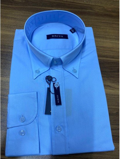 8997-Briva Açık Mavi Pamuk Saten Gömlek