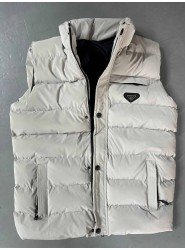 8999-Yerli Üretim Gri Su Geçirmez Fermuarlı Cepli Slim Fit Şişme Yelek