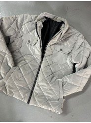 9001-Yerli Üretim Gri Su Geçirmez Fermuarlı Cepli Slim Fit Şişme Mont