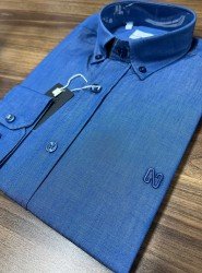 9010-NTW Koyu Mavi Pamuklu  Gömlek