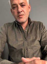 9016-Briva Haki Kadife Dik Yaka Slim Fit Gömlek