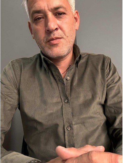 9016-Briva Haki Kadife Dik Yaka Slim Fit Gömlek