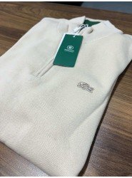 9031-Lcst Yarım Fermuarlı Bej Triko Kazak