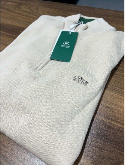 9031-Lcst Yarım Fermuarlı Bej Triko Kazak