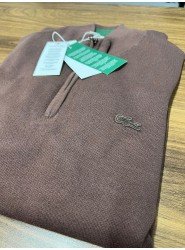 9032-Lcst Yarım Fermuarlı Kahverengi Triko Kazak