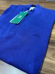 9033-Lcst Yarım Fermuarlı Saks Triko Kazak