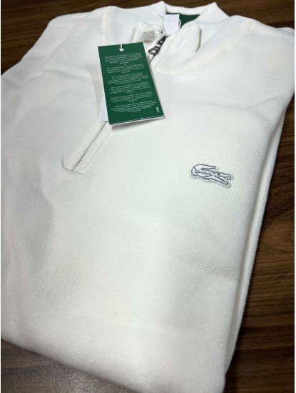 9036-Lcst Yarım Fermuarlı Ekru Triko Kazak