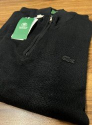 9037-Lcst Yarım Fermuarlı Siyah Triko Kazak