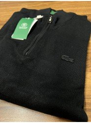 9037-Lcst Yarım Fermuarlı Siyah Triko Kazak