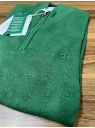 9038-Lcst Yarım Fermuarlı Yeşil Triko Kazak