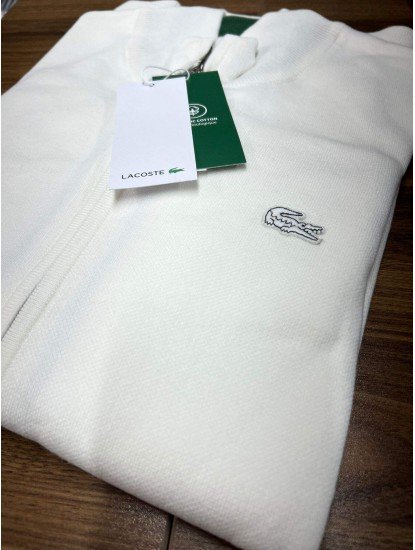 9040-LCST Ekru Tam Fermuarlı Triko Hırka