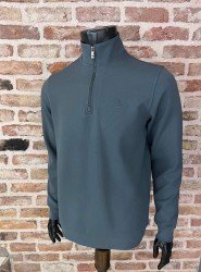 9056-Bymn Gri Yarım Fermuarlı Sweath