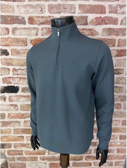 9056-Bymn Gri Yarım Fermuarlı Sweath