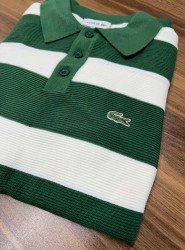 9041-LCST Yeşil Beyaz Çizgili  Polo Yaka Triko