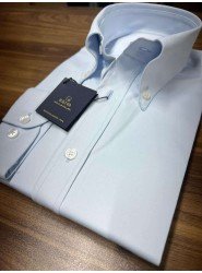 9065-Briva Açık Mavi Slim Fit Dik Yaka Gömlek