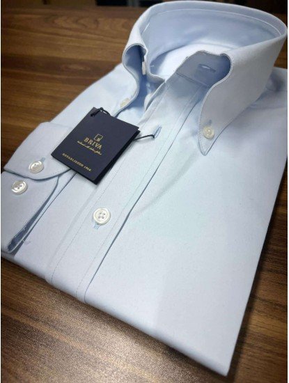 9065-Briva Açık Mavi Slim Fit Dik Yaka Gömlek