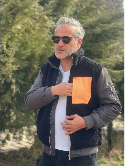 9067-Siyah Peluş Mont (86030)