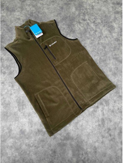 9079-Columbia Haki Fermuarlı Polar Yelek