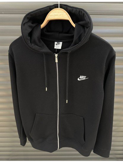 9083-NK Siyah Tam Fermuarlı Kapşonlu Sweath