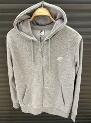 9084-NK Gri Tam Fermuarlı Kapşonlu Sweath